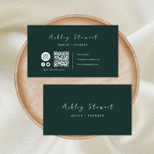 Professionele Qr-code Sociale media donkergroen Visitekaartje