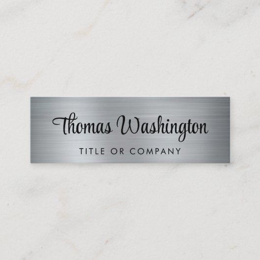 Professionele QR-code Stijlvol script Silver Mini Visitekaartje (Voorkant)