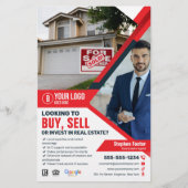 Professionele Red Real Estate Agent Kopen Verkopen Flyer (Voorkant)