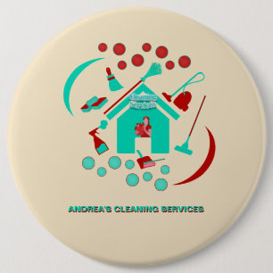 Professionele Rode & Blauwgroen Schoonmakende Scha Ronde Button 6,0 Cm