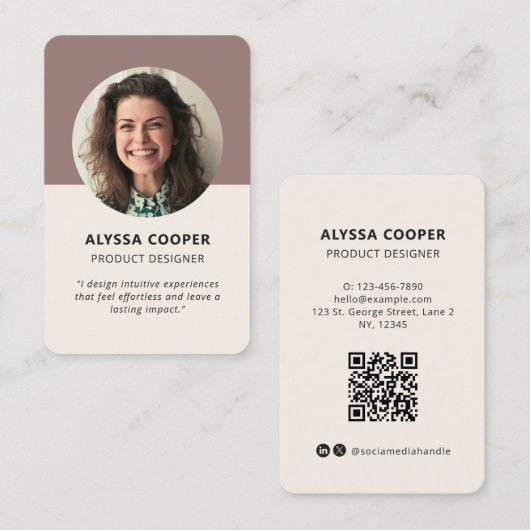 Professionele Ronde Aangepaste Foto QR Code Profie Visitekaartje (Voorkant / Achterkant)