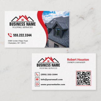 Professionele Rood Dakbedekking Services QR Code Visitekaartje