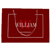 Professionele Rood & Wit Groomsmen Minimalist Groot Cadeauzakje (Achterkant)