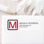 Professionele Rood Wit Monogram Moderne Vlakte Etiket (Insitu)