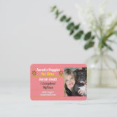 Professionele roze Dog Walker Pet Sitter Visitekaartje (Staand voorkant)