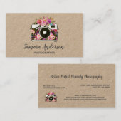 Professionele roze Floral Camera Fotograaf Kraft Visitekaartje (Voorkant / Achterkant)