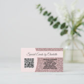 Professionele Roze Glitter Aangepaste QR-code Visitekaartje (Staand voorkant)