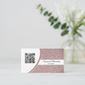 Professionele roze Glitter QR-code Sjabloon Visitekaartje (Staand voorkant)