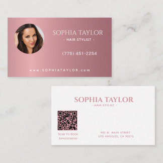 Professionele Roze Goud Foto QR Code Kapper Visitekaartje