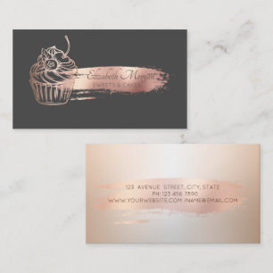 Professionele Roze Gouden Kwaststreek Cupcake Visitekaartje