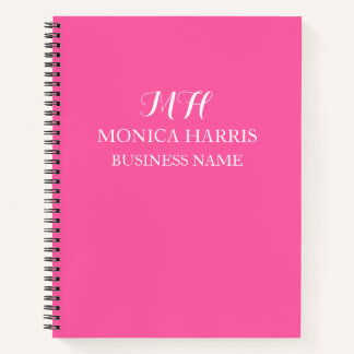 Professionele Roze Monogram Eerste Zakelijke Notitieboek