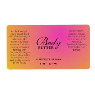 Professionele Roze Oranje Body Butter Labels