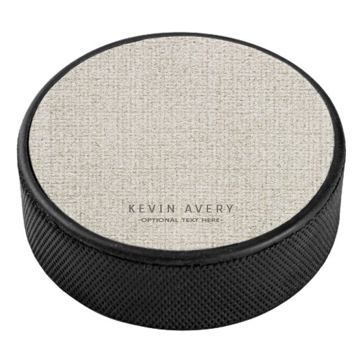 Professionele rustieke Beige Linnen Textuur Hockey Puck (3/4)