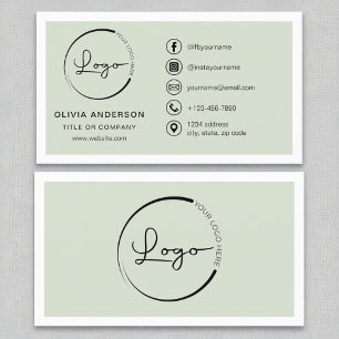 Professionele Sage Green Business Logo Social Medi Visitekaartje