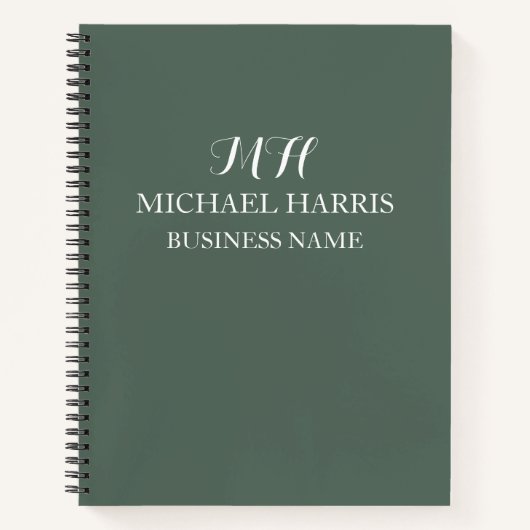 Professionele saliegroene monogram beginletter zak notitieboek (Voorkant)