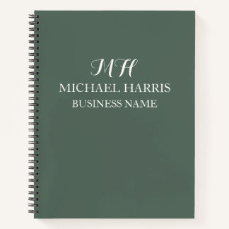 Professionele saliegroene monogram initiaal bedrij notitieboek