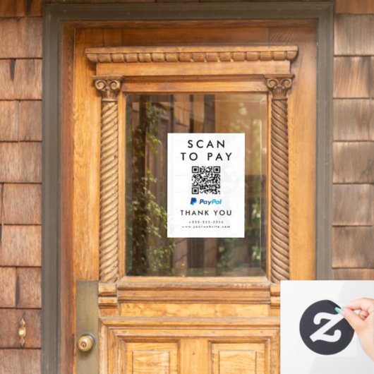Professionele Scan om Paypal QR Code Wit te betale Raamsticker (Huis Deur)
