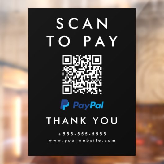 Professionele Scan om PayPal QR-code zwart te beta Raamsticker (Vel 2)