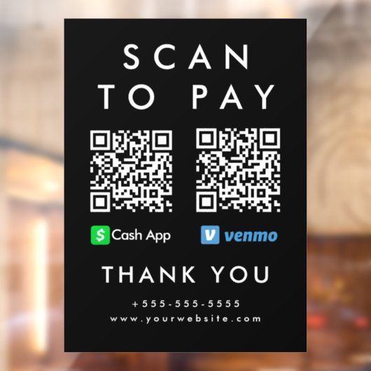 Professionele Scan om Venmo Cash App QR-code te be Raamsticker (Vel 2)
