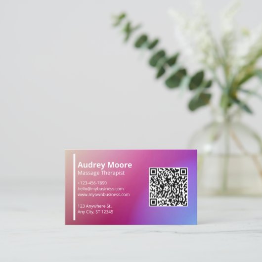 Professionele Sjablonen QR Code Massagetherapeut Visitekaartje (Staand voorkant)