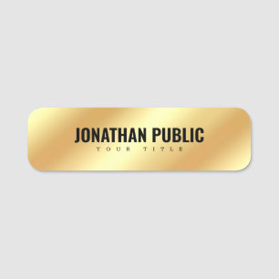 Professionele Sjabloon Modern Elegant Zwart & Goud Naamplaatje