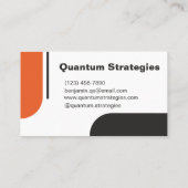 Professionele Slank Zwart Wit Sinaasappel Modern C Visitekaartje (Achterkant)