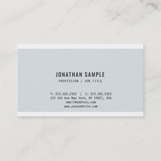 Professionele Stijlvolle Blauwe Minimalistische Mo Visitekaartje (Achterkant)