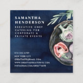 Professionele stijlvolle blauwe Waterverf catering Vierkante Visitekaartje (Achterkant)