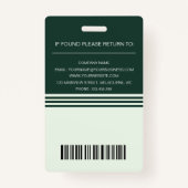 Professionele streepjescode en Logo-ID Badge (Achterkant)
