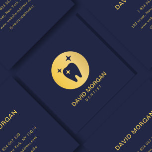 Professionele tandarts tanden Logo Navy en goud Vierkante Visitekaartje