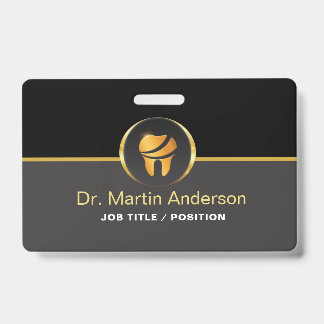 Professionele Tandartskliniek Gouden Tand Logo Badge
