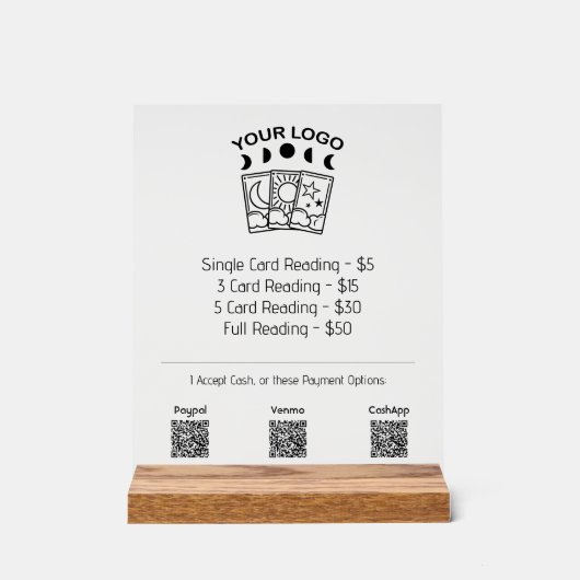Professionele Tarot Reader Business Logo prijslijs Acryl Bord (Voorkant)