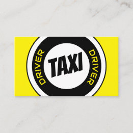 Professionele taxichauffeur in gele taxi visitekaartje