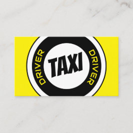 Professionele taxichauffeur in gele taxi visitekaartje