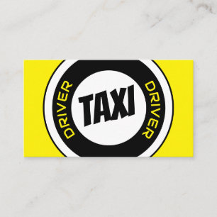 Professionele taxichauffeur in gele taxi visitekaartje