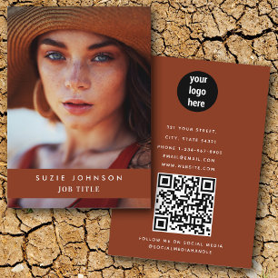Professionele Terracotta Zakelijke Foto QR Code Visitekaartje
