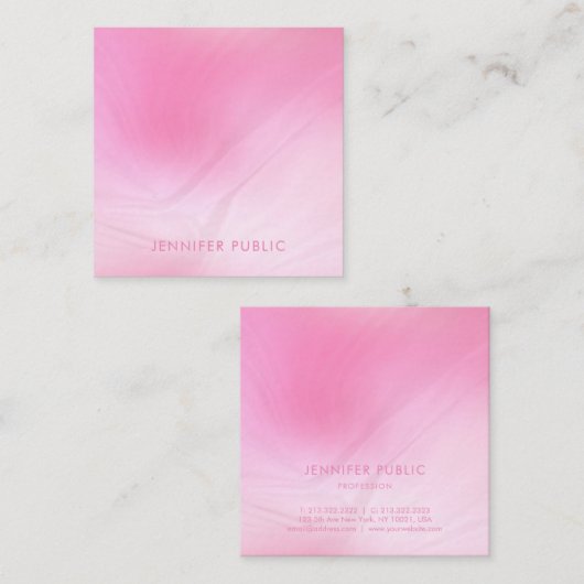 Professionele Trendy Roze Witte Sjabloon Elegant Vierkante Visitekaartje (Voorkant / Achterkant)