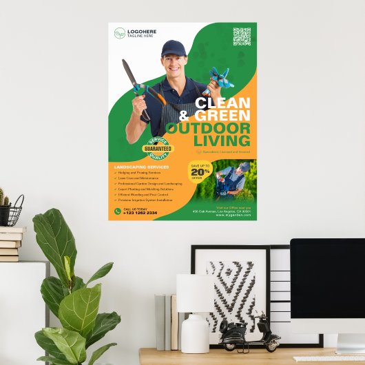 Professionele tuindiensten, landschapsarchitectuur poster (Thuiskantoor)