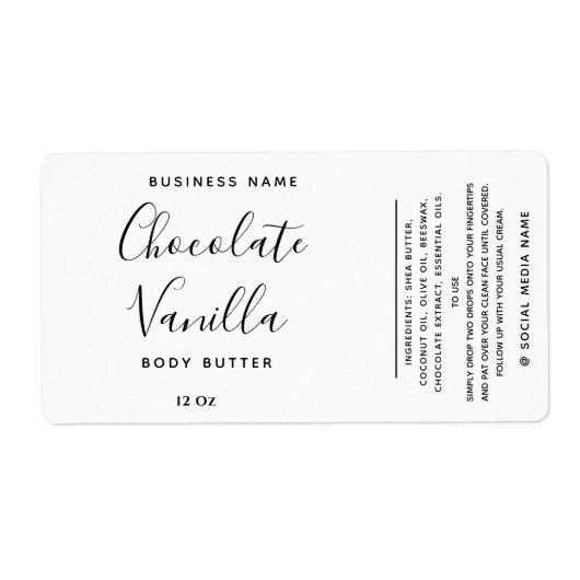 Professionele typografie zwart wit product etiket (Voorkant)