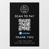 Professionele Venmo QR Code Scan om te betalen Log Raamsticker (Vel)