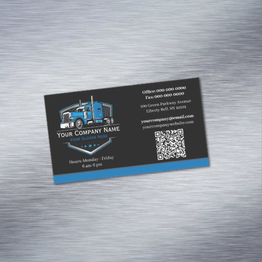 Professionele vrachtwagentransportbedrijf QR-code Magnetisch Visitekaartje (Voorbeeld)