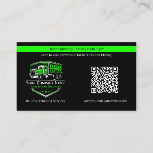 Professionele vrachtwagentransportbedrijf QR-code Visitekaartje (Achterkant)