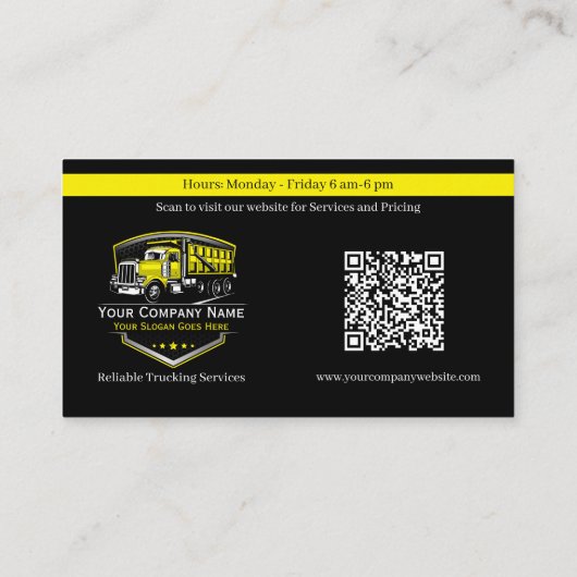 Professionele vrachtwagentransportbedrijf QR-code Visitekaartje (Achterkant)