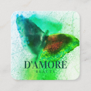 Professionele Waterverf Emerald Greenery Butterfly Vierkante Visitekaartje