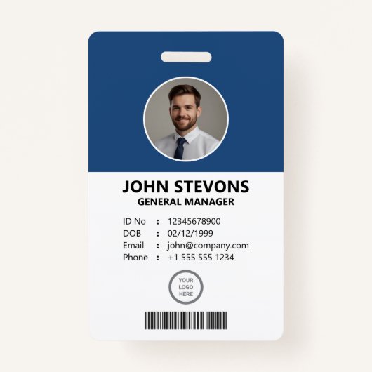 Professionele  werknemersidentificatie badge (Voorkant)