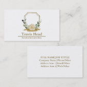 Professionele Wildflower Waterverf Crest Monogram Visitekaartje (Voorkant / Achterkant)