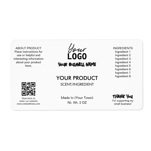 Professionele witte bad en lichaam product labels (Voorkant)