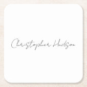 Professionele witte gewone creatieve chique kallig vierkante kartonnen onderzetter (Voorkant)