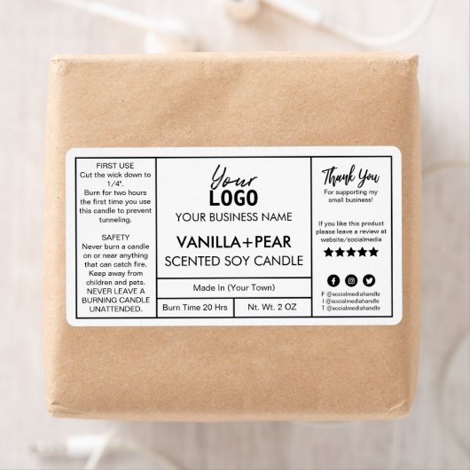 Professionele witte moderne Soy Candle Labels (Insitu)