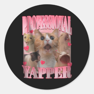 Professionele Yapper Cat Funny Meme Ronde Sticker